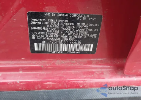 2023 Subaru Crosstrek Limited from USA, damaged, VIN JF2GTHMC5PH222636
